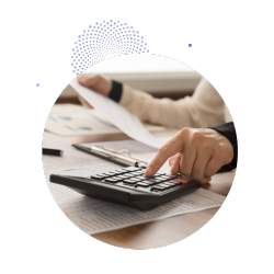 financial consultant working on investment return data