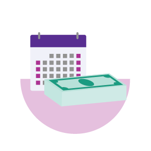 calendar and stack of cash