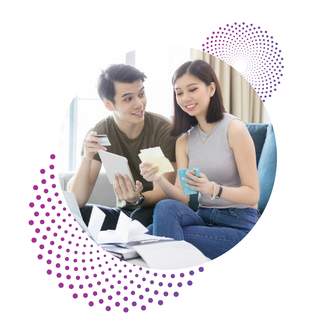 two people learning about debt