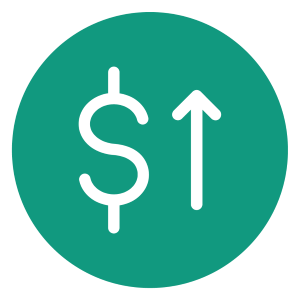 icon of dollar sign and up arrow