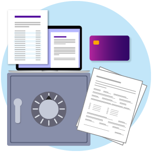graphic of vault and documents