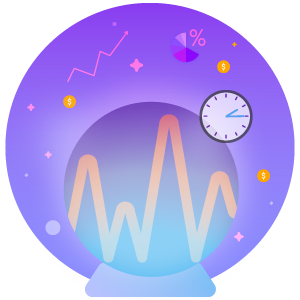 graphic of crystal ball and finances
